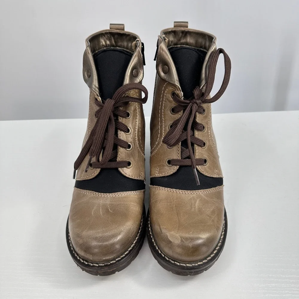 Dromedaris Karissa Ankle Boots EU 38 Brushed Scrunched Leather Combat Style
